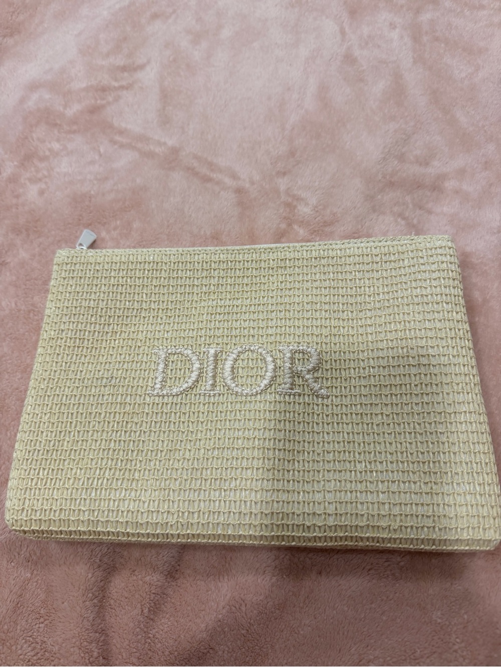 Dior Cream Woven Cosmetic Pouch Clutch Bag